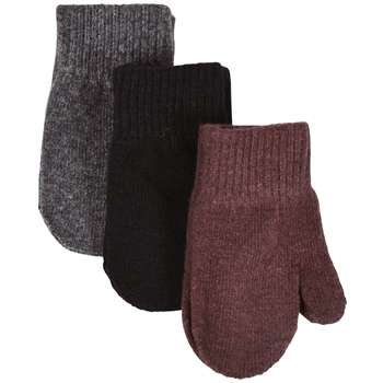 Mikk-Line - 3-pak strikket luffer - Andorra/Antrazite/black